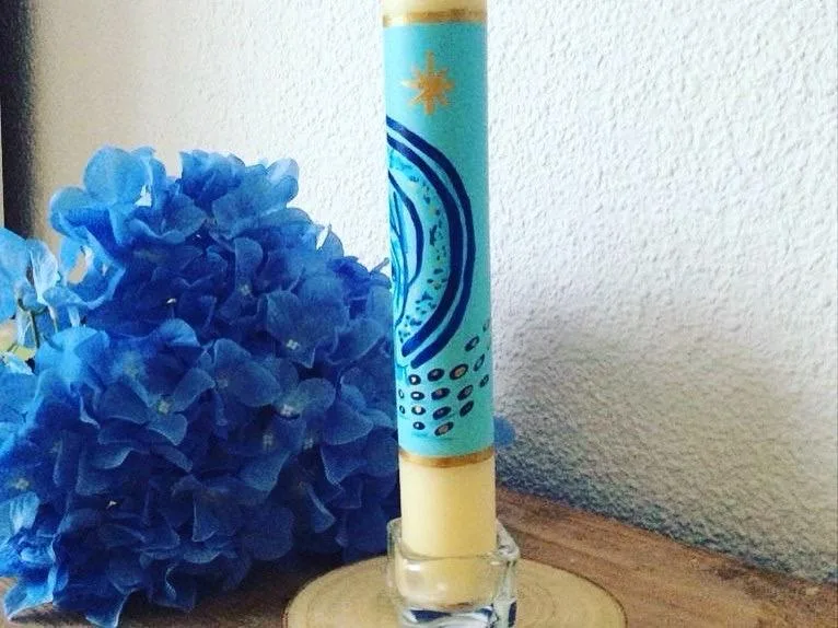 Vela de bautizo básica pintada a mano, referencia BZ-B-02