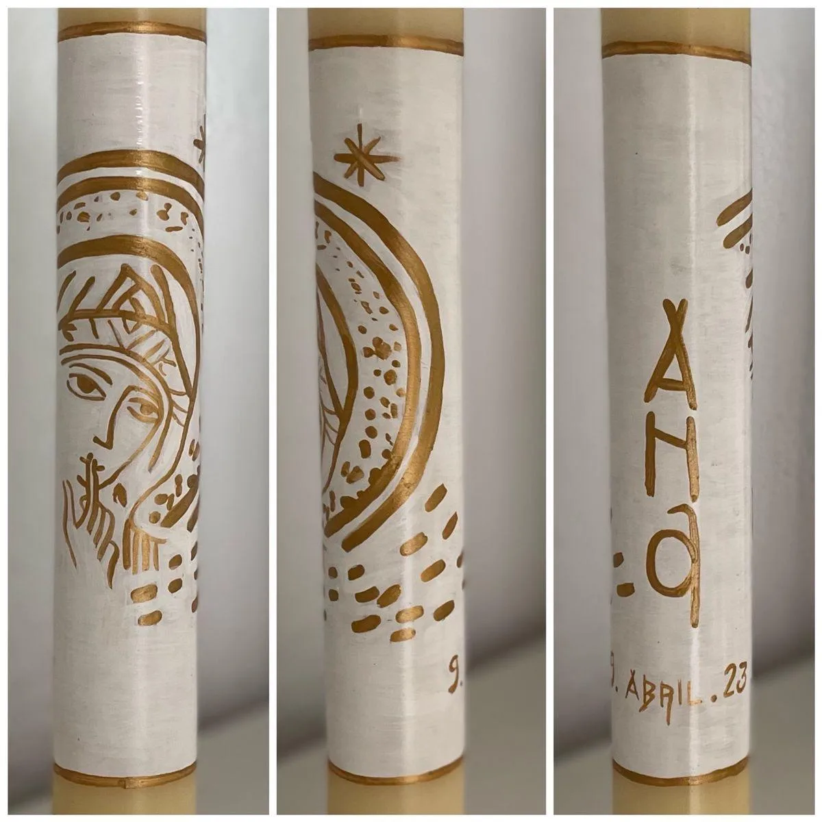 Vela de bautizo básica pintada a mano, referencia BZ-B-06