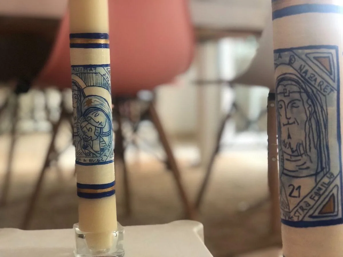 Vela de bautizo básica pintada a mano, referencia BZ-B-09