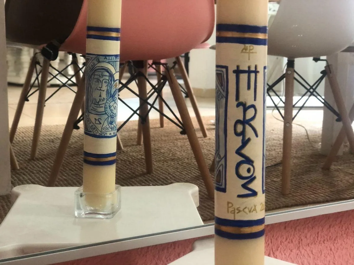 Vela de bautizo básica pintada a mano, referencia BZ-B-10