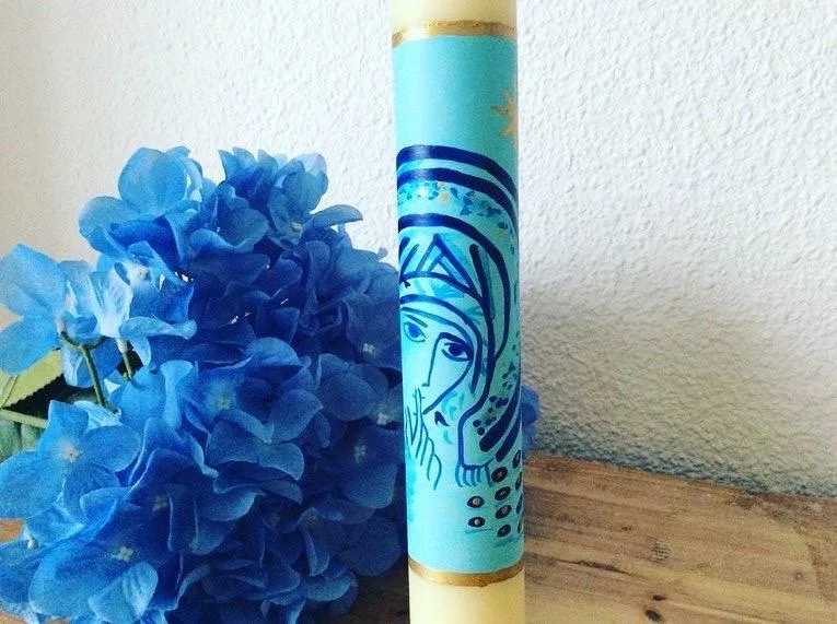Vela de bautizo básica pintada a mano, referencia BZ-B-11