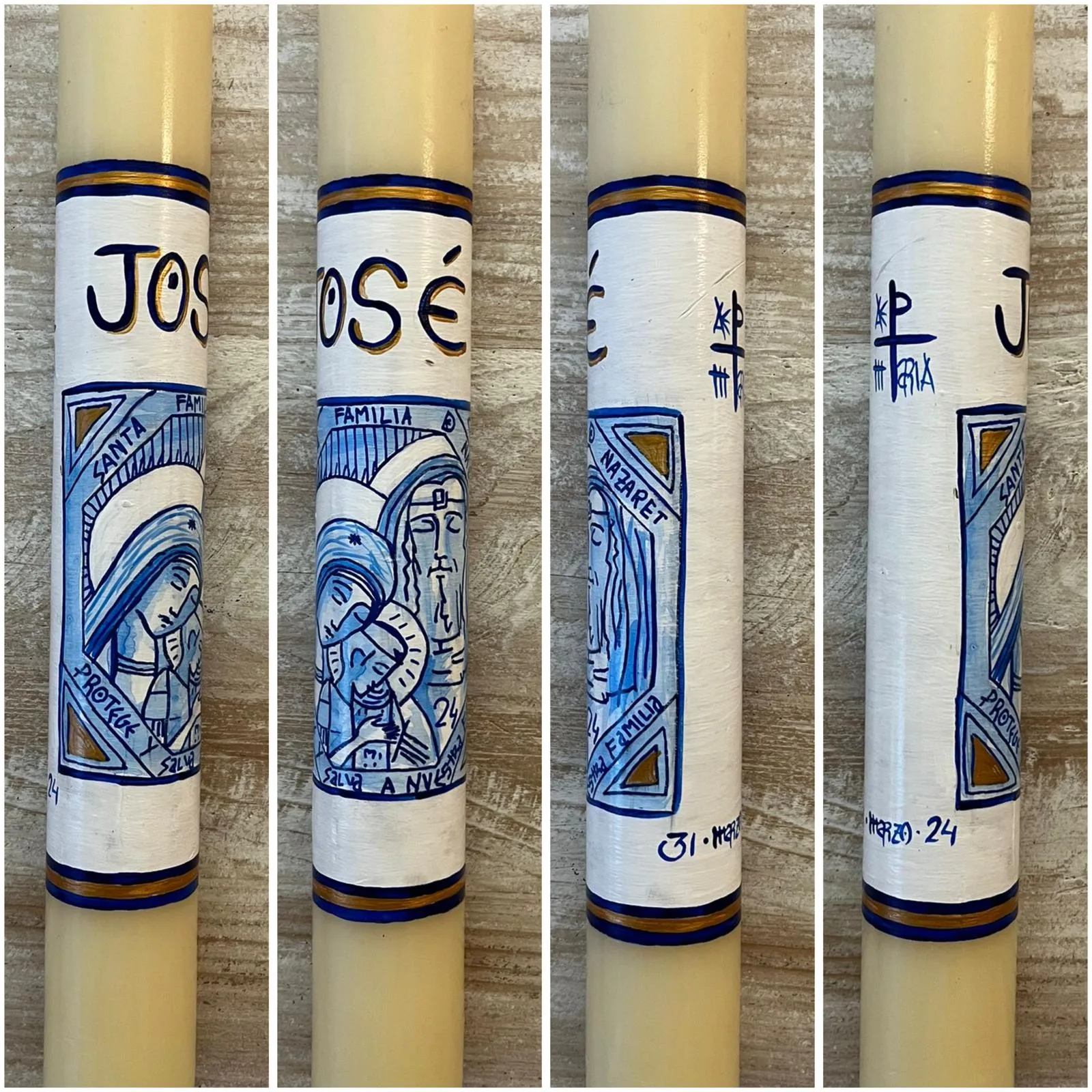 Vela de bautizo básica pintada a mano, referencia BZ-B-15