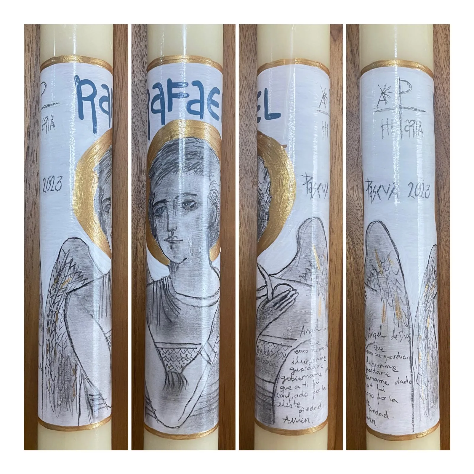 Vela de bautizo elaborada pintada a mano, referencia BZ-E-01