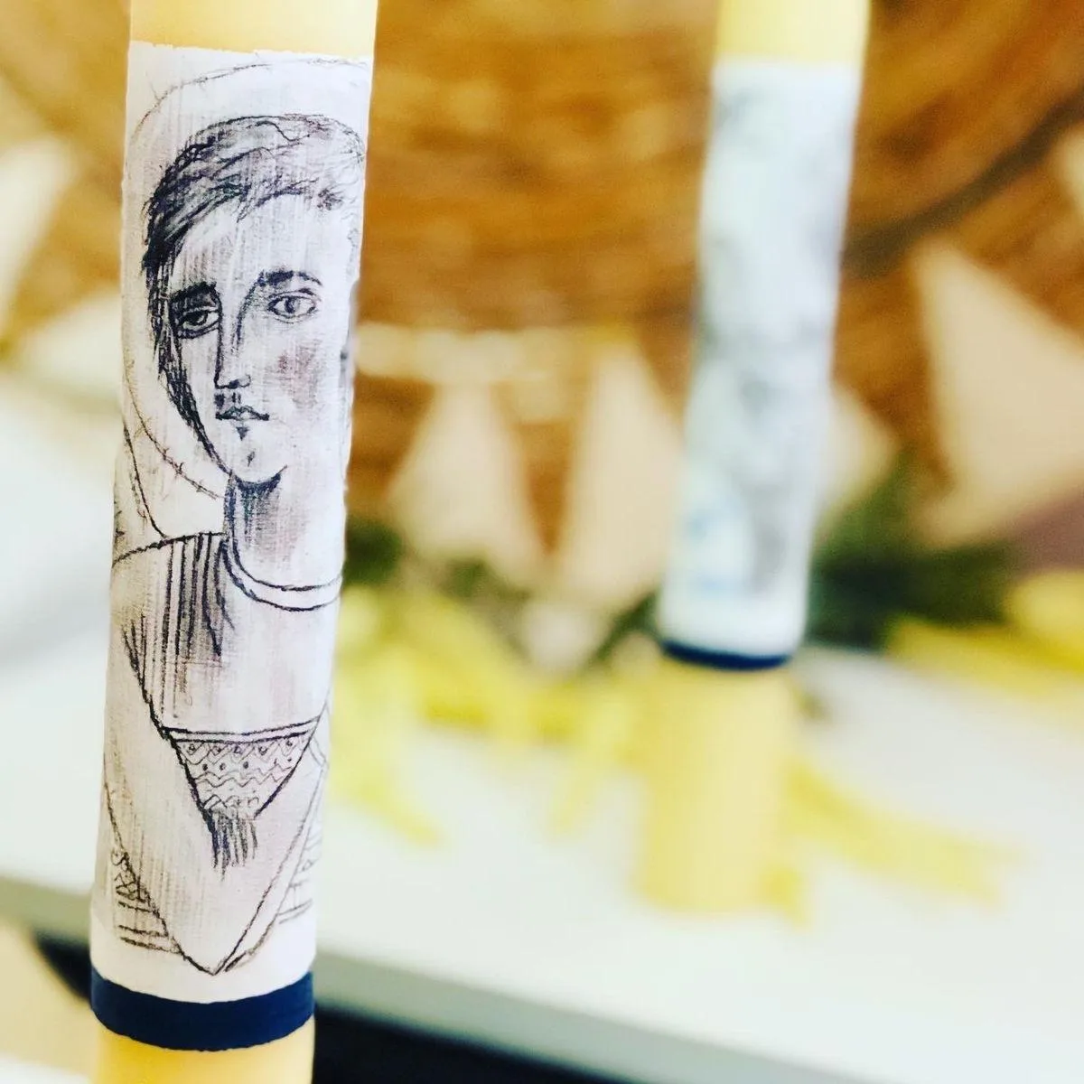 Vela de bautizo elaborada pintada a mano, referencia BZ-E-06