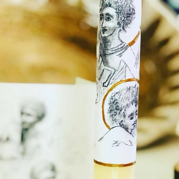 Vela de bautizo elaborada pintada a mano, referencia BZ-E-10