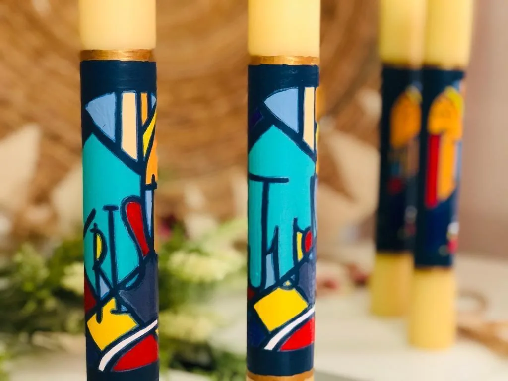 Vela de bautizo elaborada pintada a mano, referencia BZ-E-15