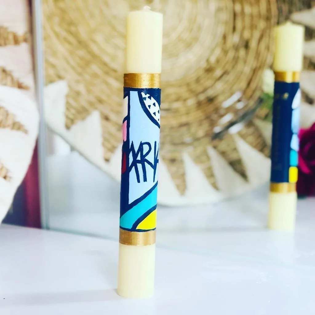 Vela de bautizo elaborada pintada a mano, referencia BZ-E-16