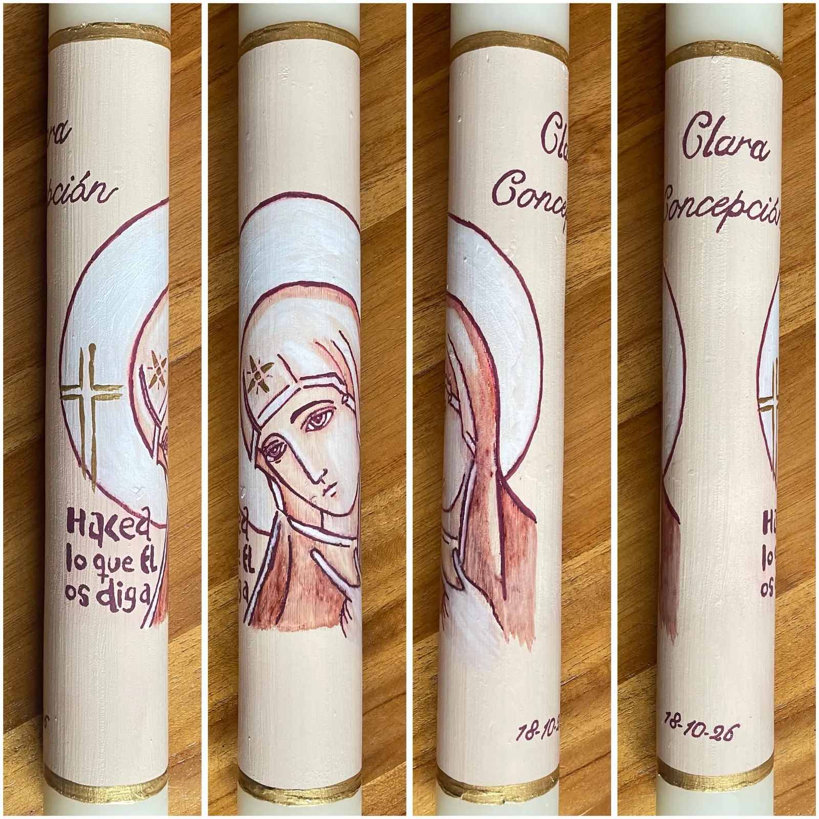 Vela de bautizo elaborada pintada a mano, referencia BZ-E-18
