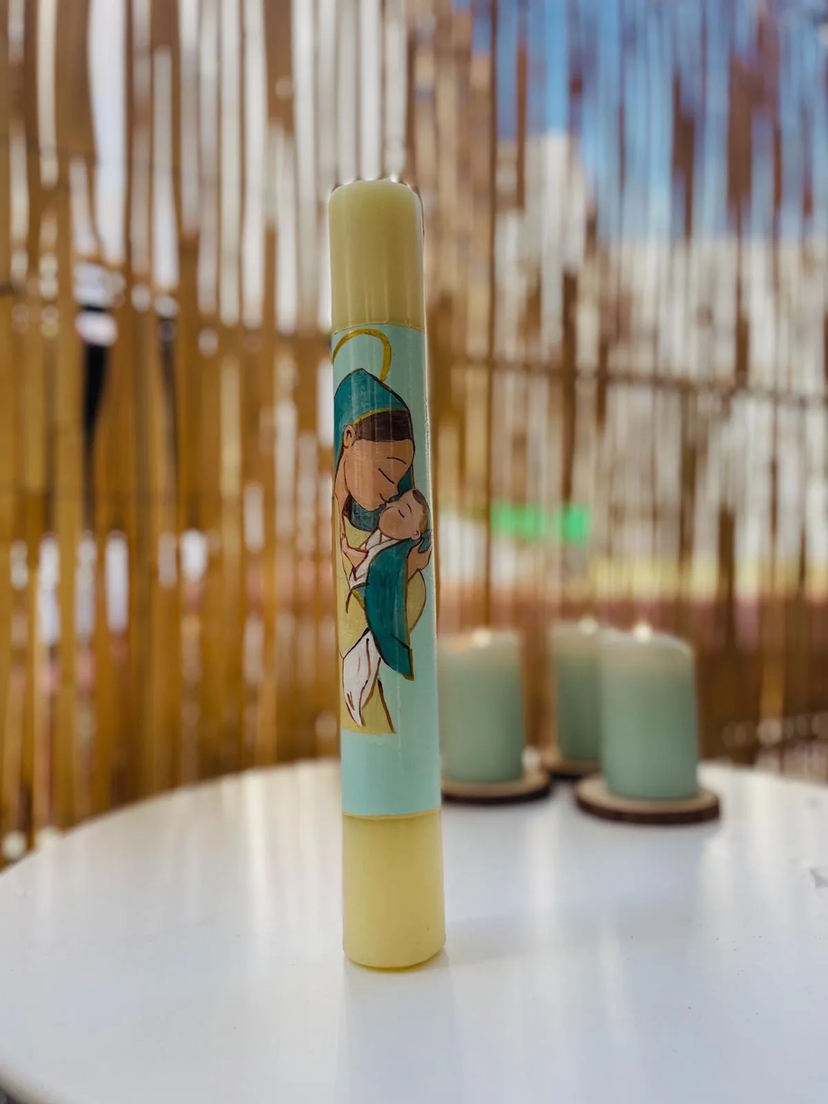 Vela de bautizo elaborada pintada a mano, referencia BZ-E-21