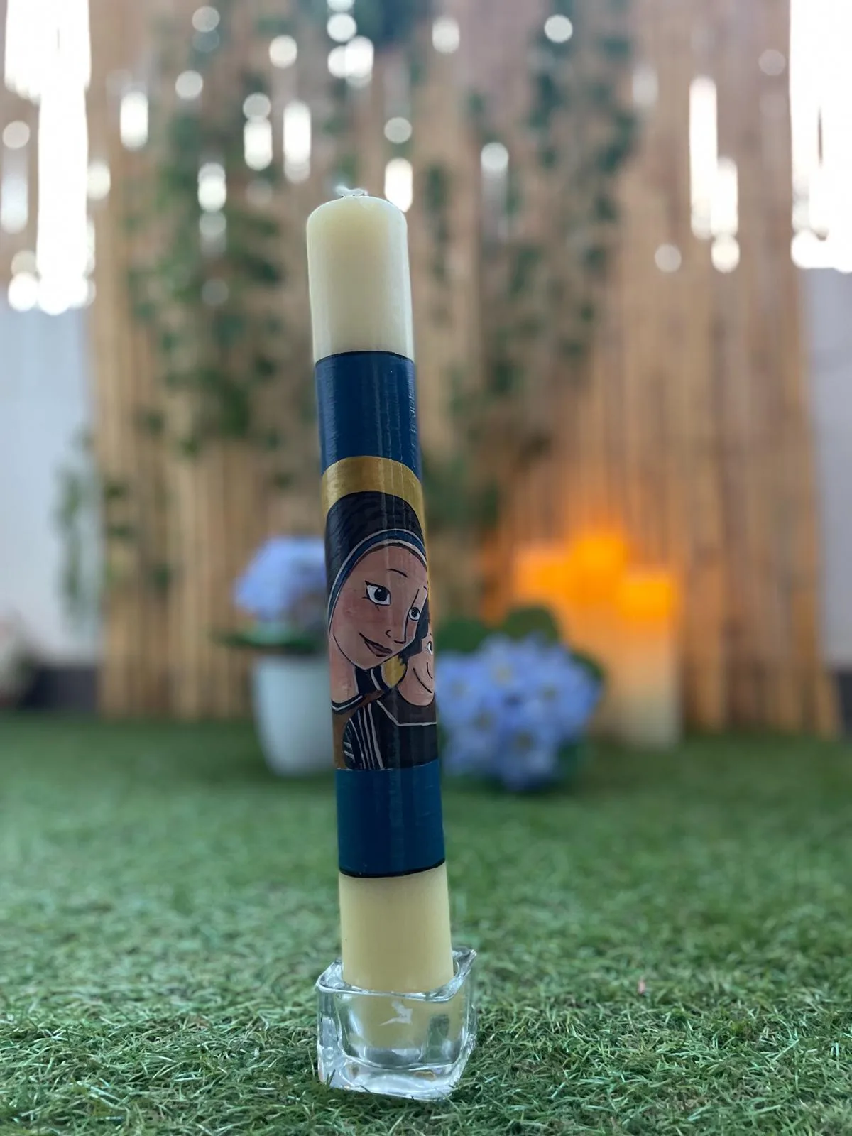 Vela de bautizo elaborada pintada a mano, referencia BZ-E-23