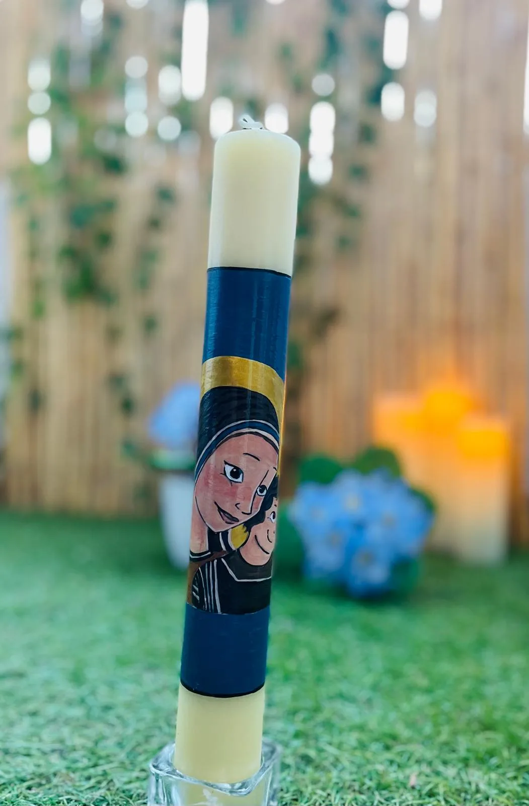 Vela de bautizo elaborada pintada a mano, referencia BZ-E-24