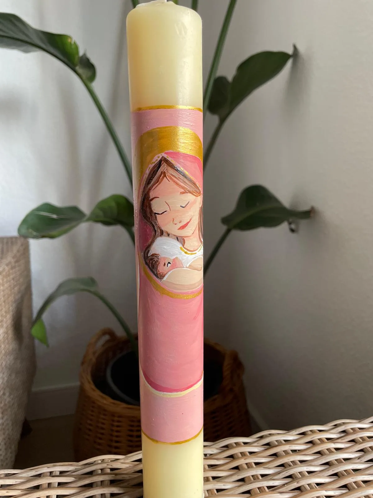 Vela de bautizo elaborada pintada a mano, referencia BZ-E-28