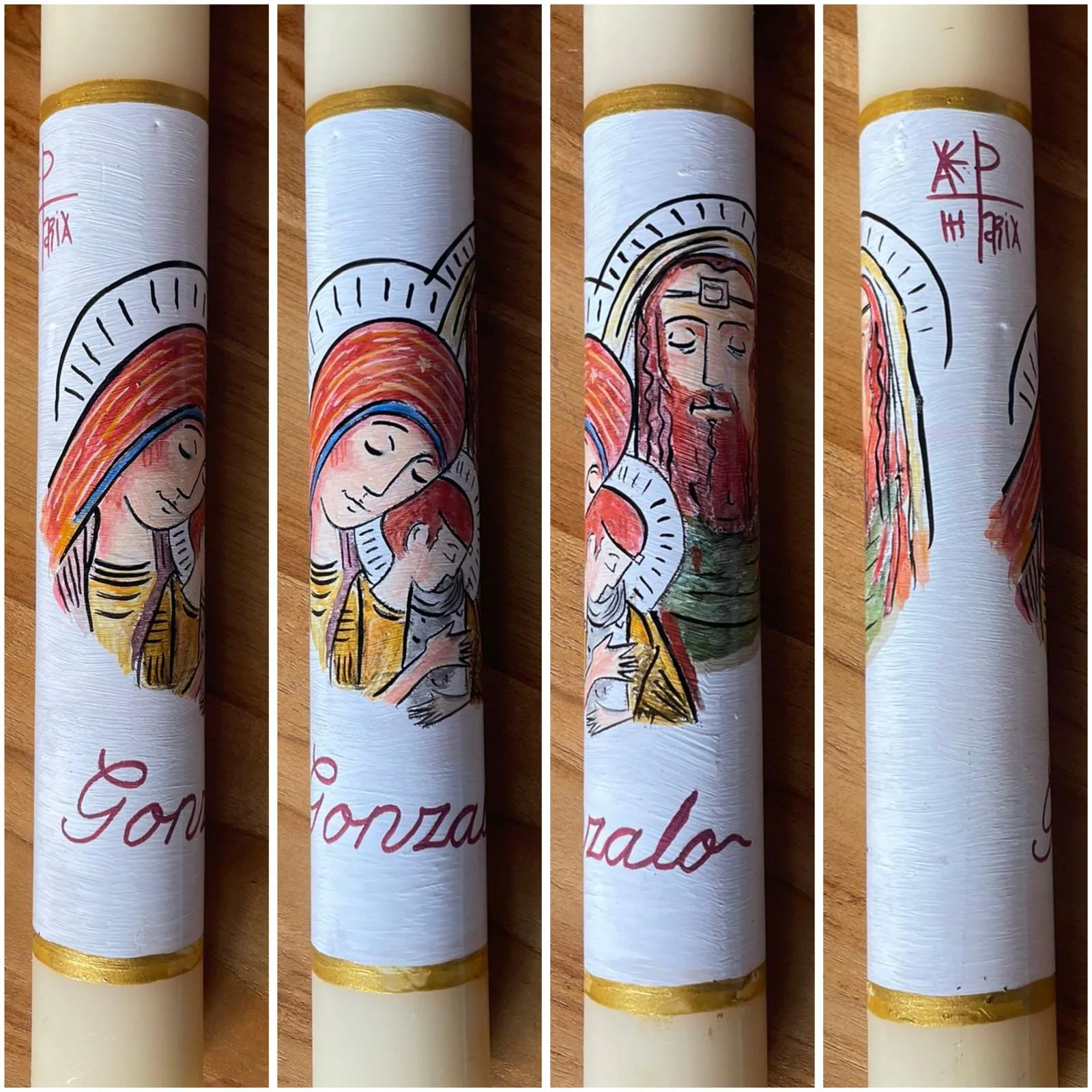 Vela de bautizo elaborada pintada a mano, referencia BZ-E-29