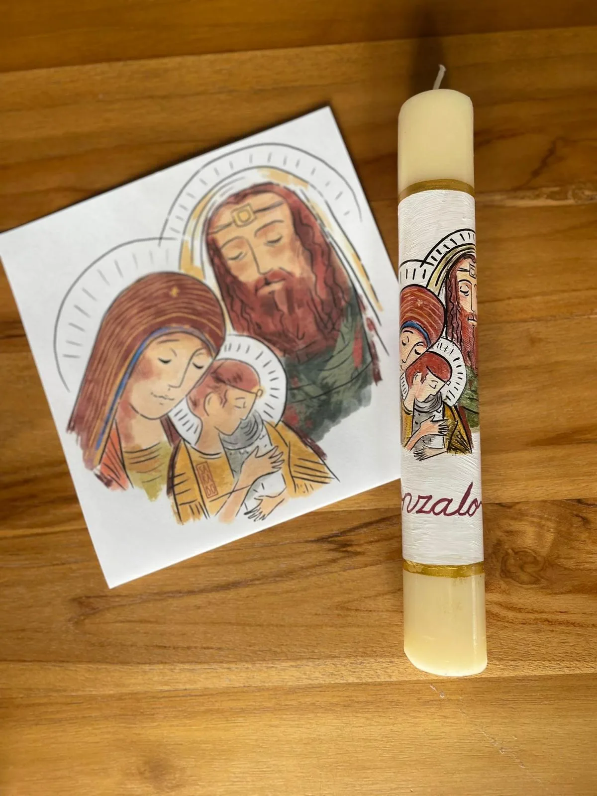 Vela de bautizo elaborada pintada a mano, referencia BZ-E-30