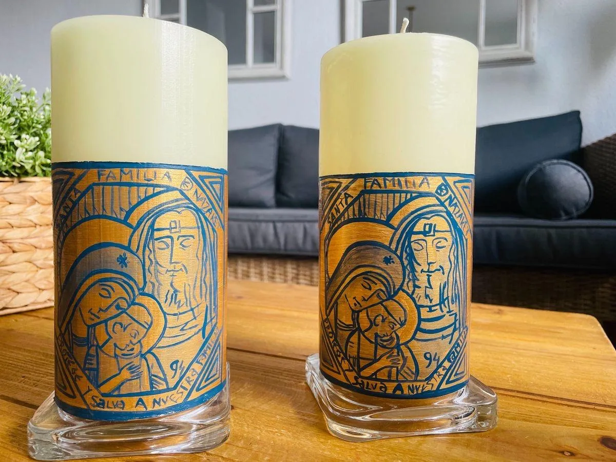 Vela de mesa y boda básica pintada a mano, referencia MB-B-02