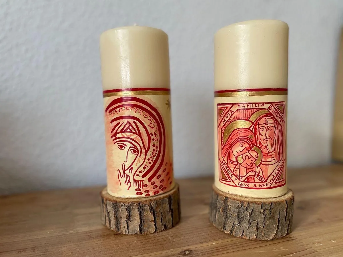 Vela de mesa y boda básica pintada a mano, referencia MB-B-07