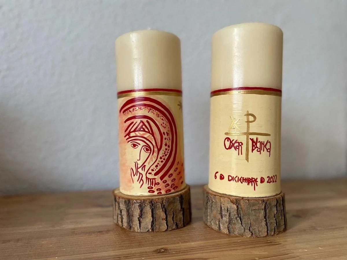 Vela de mesa y boda básica pintada a mano, referencia MB-B-08