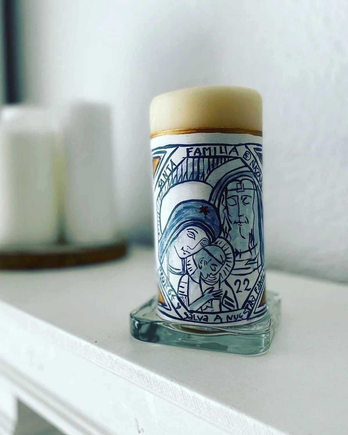 Vela de mesa y boda básica pintada a mano, referencia MB-B-14