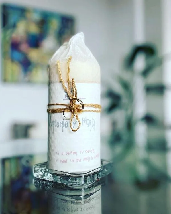 Vela de mesa y boda básica pintada a mano, referencia MB-B-16