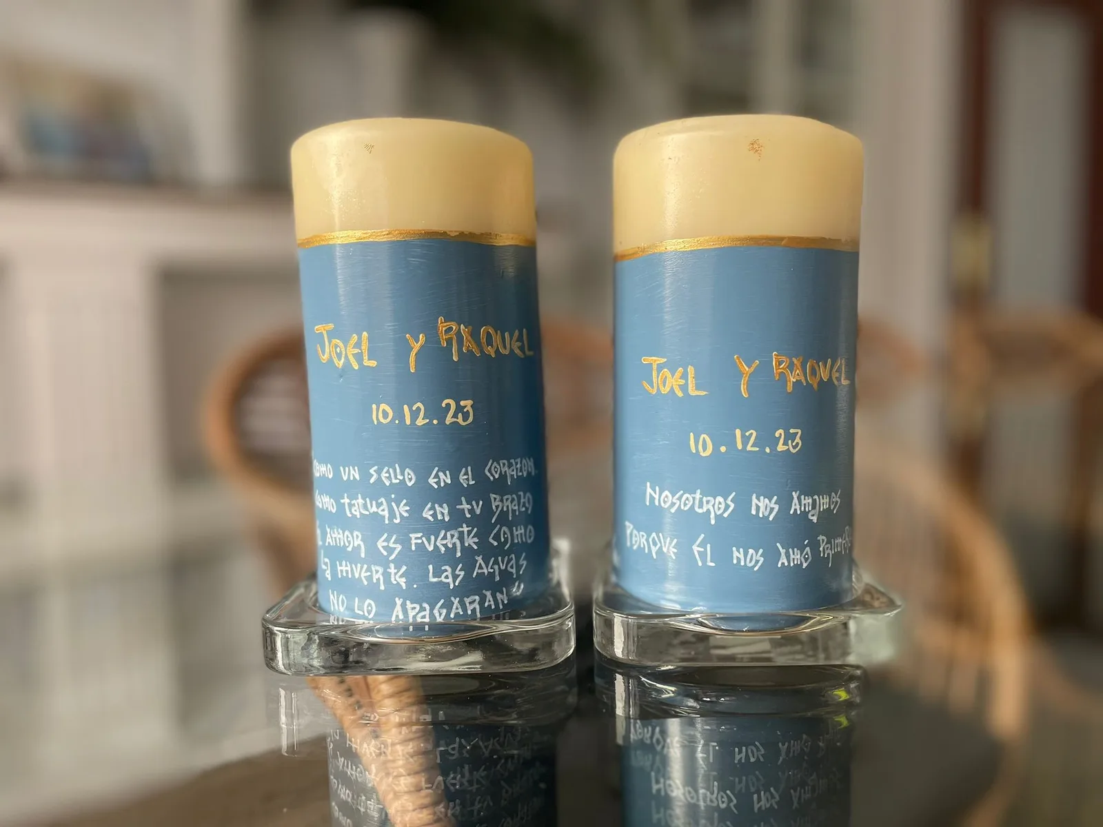 Vela de mesa y boda básica pintada a mano, referencia MB-B-18