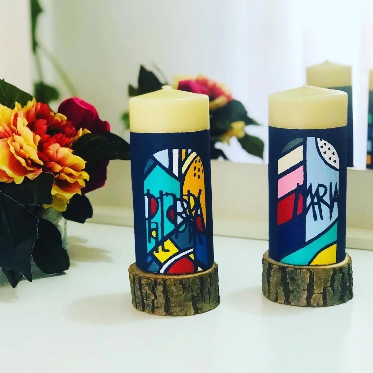 Vela de mesa y boda elaborada pintada a mano, referencia MB-E-10