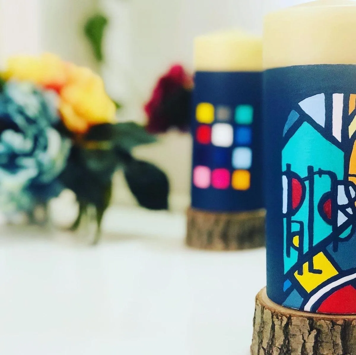 Vela de mesa y boda elaborada pintada a mano, referencia MB-E-11
