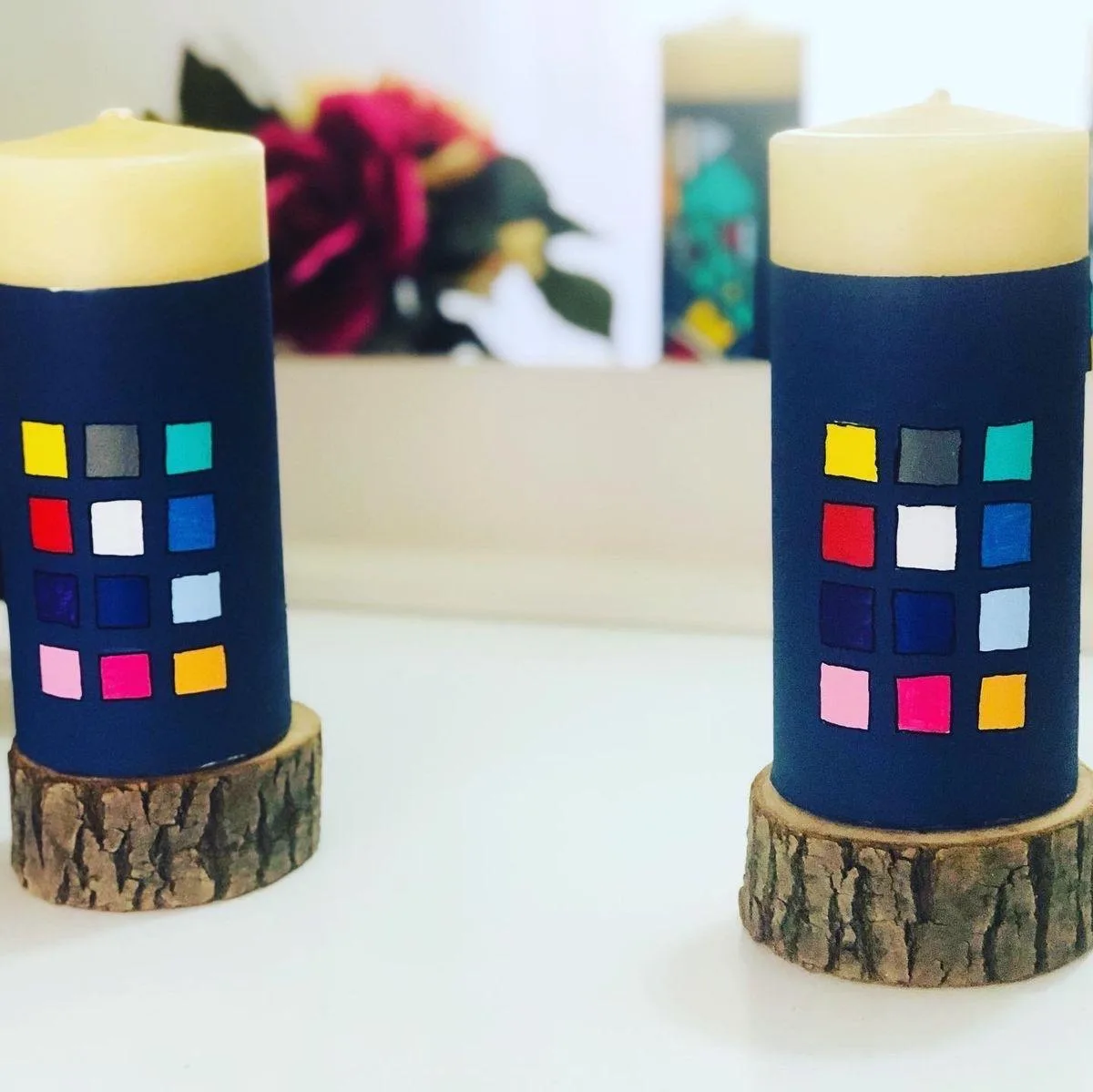 Vela de mesa y boda elaborada pintada a mano, referencia MB-E-12