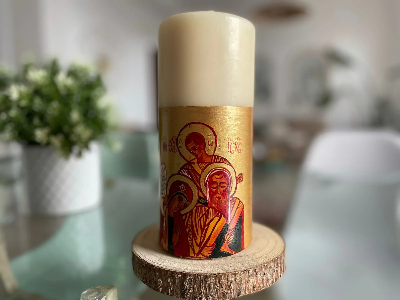 Vela de mesa y boda elaborada pintada a mano, referencia MB-E-15