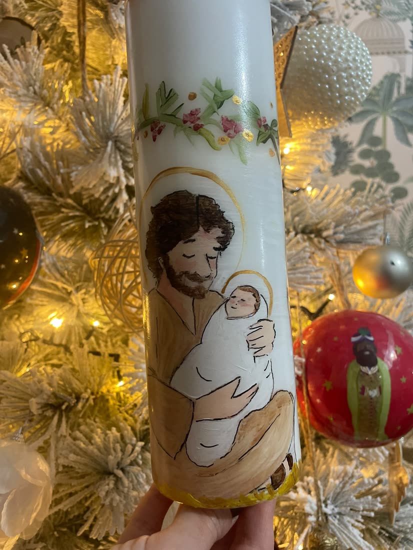 Vela de Navidad pintada a mano, referencia NV-01