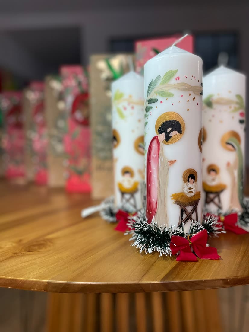 Vela de Navidad pintada a mano, referencia NV-02