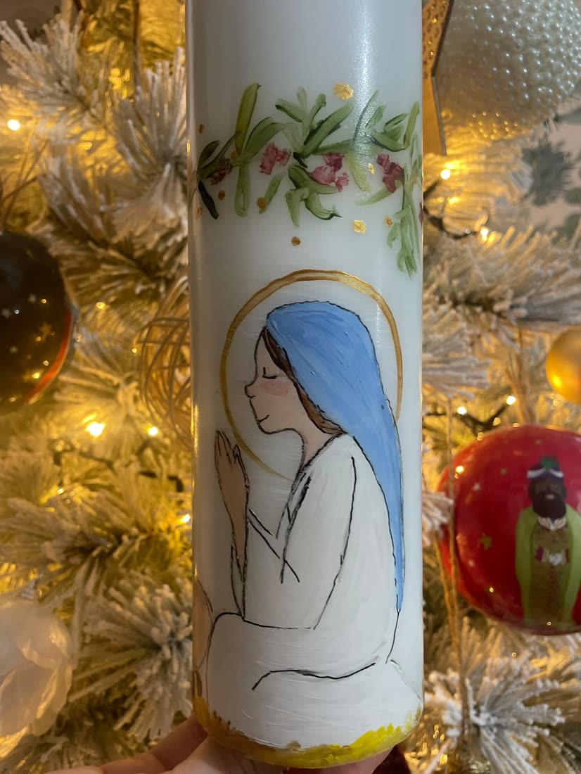 Vela de Navidad pintada a mano, referencia NV-09