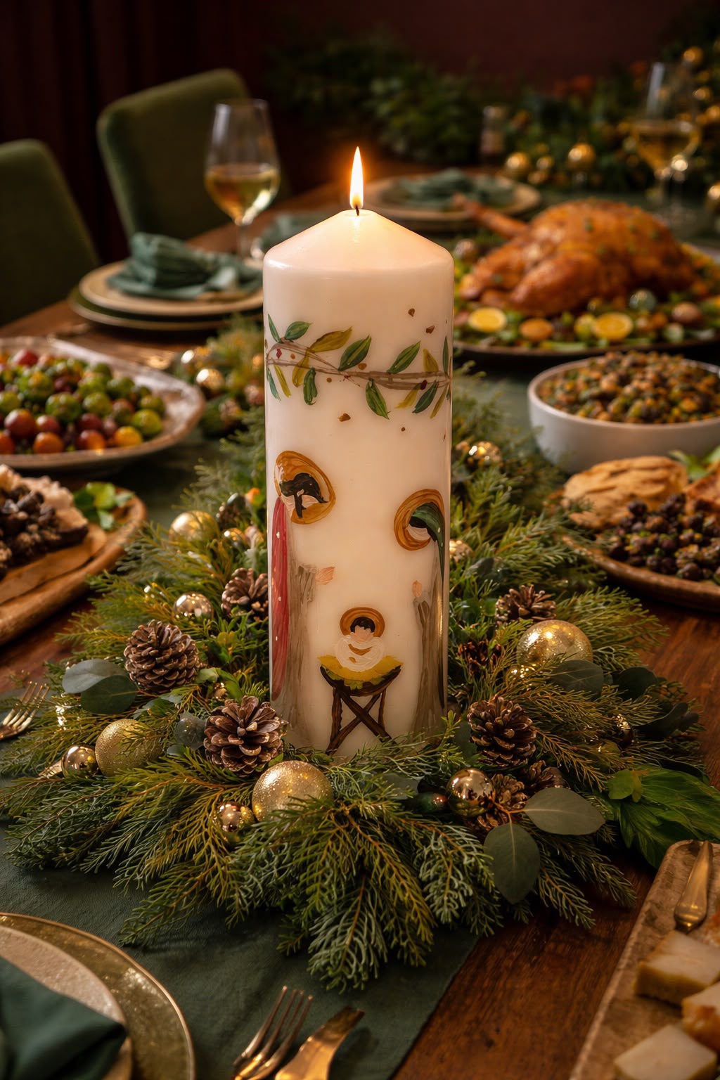 Vela de Navidad pintada a mano, referencia NV-12
