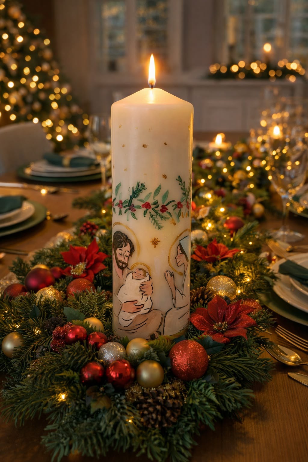 Vela de Navidad pintada a mano, referencia NV-13